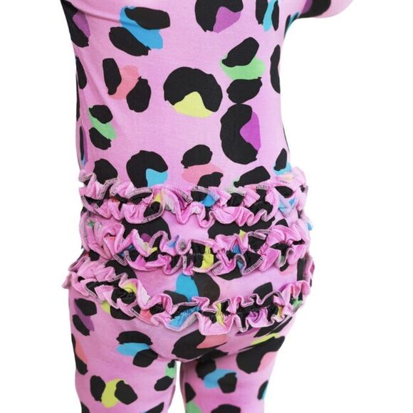 NWT POAH PEANUT LEOPARD FOOTIE RUFFLED ZIPPER ONE PIECE 3/6M - Picture 6 of 6